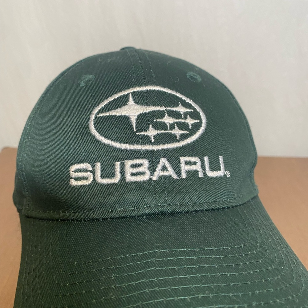 Port & Company Subaru Dark Green Baseball Cap Hat with White Logo Embroidery